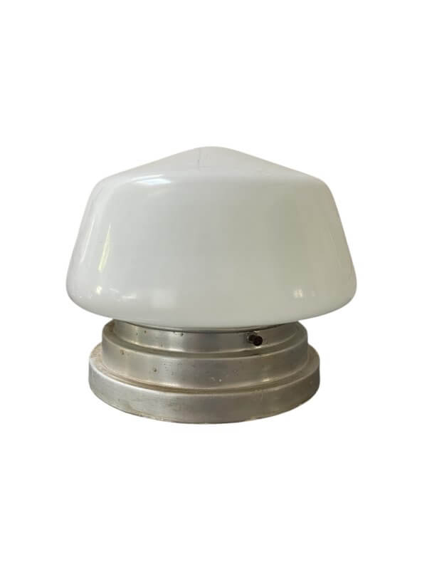 plafonnier vintage opaline et métal – style industriel années 50 70